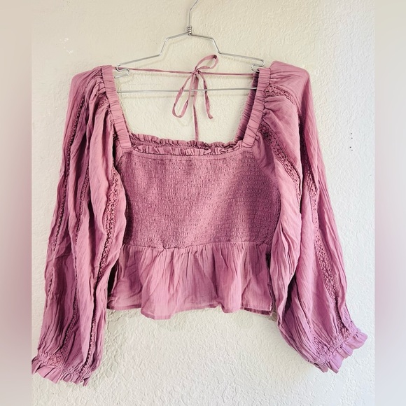 AMERICAN EAGLE WOMEN PURPLE SQUARE NECK SMOCKED PEASANT TOP
XL - Picture 9 of 15